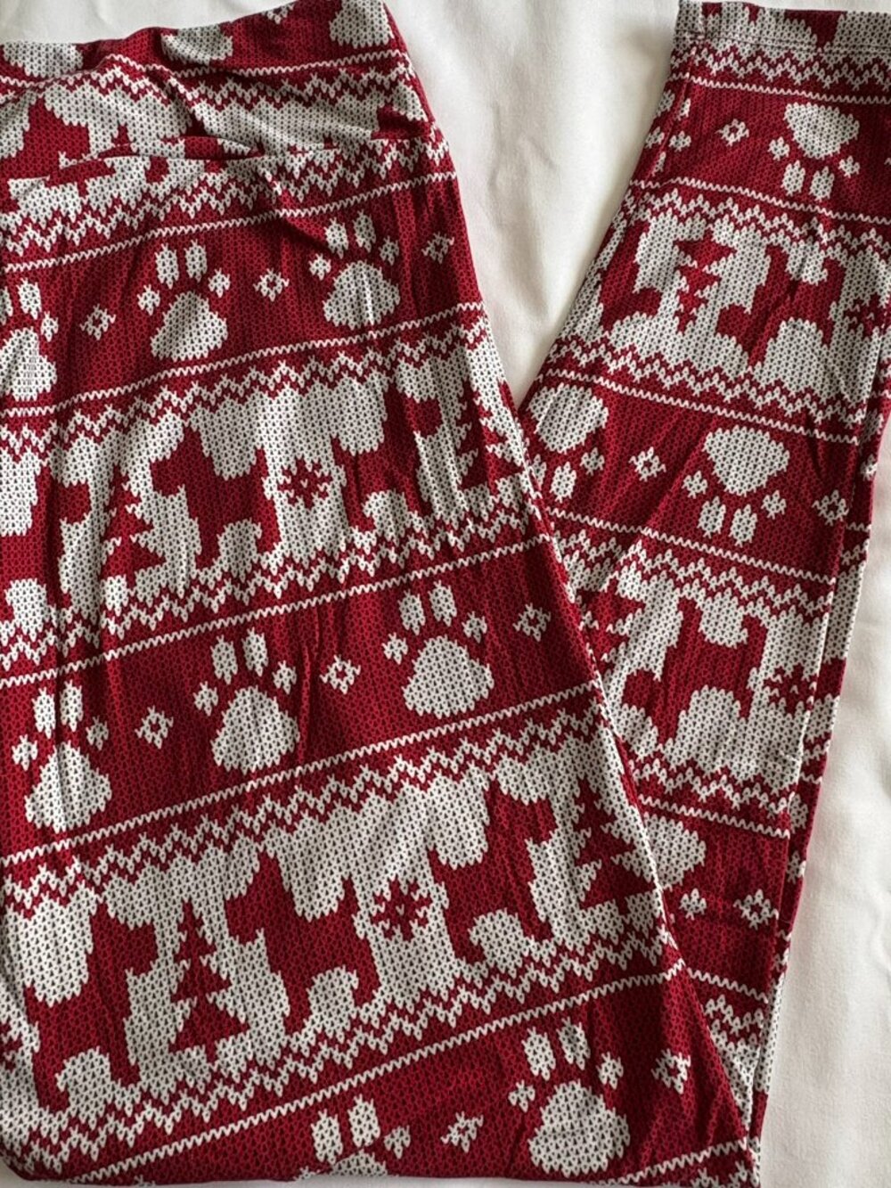 LuLaRoe TC2 Leggings Holiday Scottie Dogs Winter Print